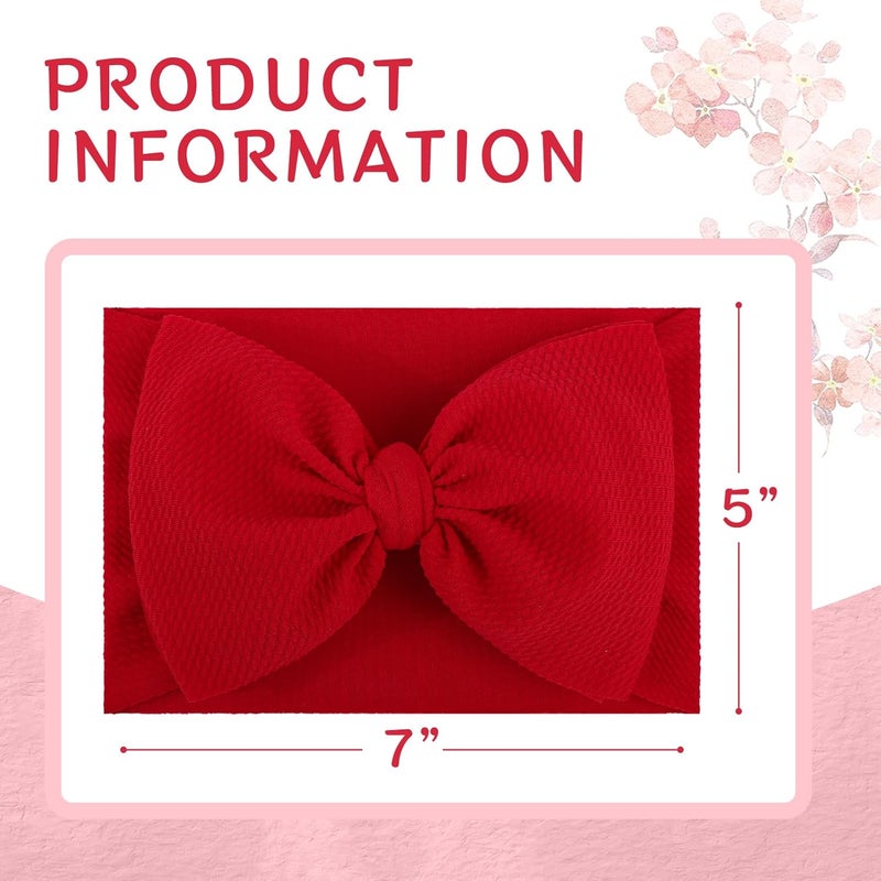 ONENINEDREAM Super Durable Soft Knot Headbands with Hair Bows Infant Toddlers Kids Hair Accessories Red Black Headband for Newborn Baby Girls - Image 4